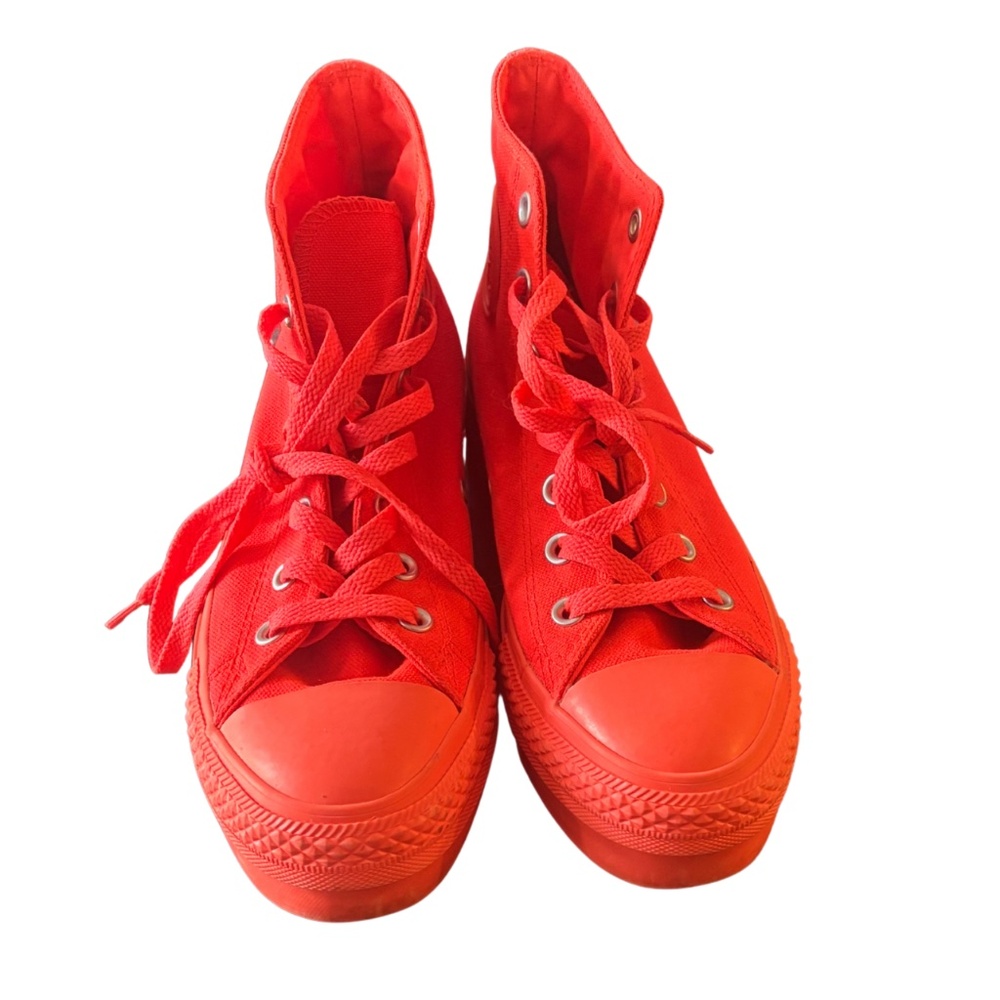 Converse All Star Platform High Tops – Monochrome Neon Orange – Women’s 8